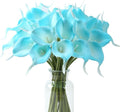 SITUMEIZI 24 PCS Fake Flowers Artificial Calla Lily Silk Flowers Real Touch for Mother's Day Easter Home Kitchen Decor Wedding Bouquet Office Spring Decoration(Peacock Blue)