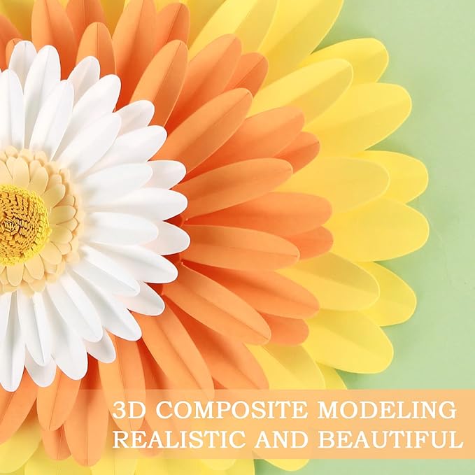 Paper Flowers Decorations for Wall,Summer Giant Daisy Artificial Flowers Bulletin Board Decoration 3D Floral Tissue Paper Flowers Hanging for Wedding Baby Shower Tea Party Backdrop Decor