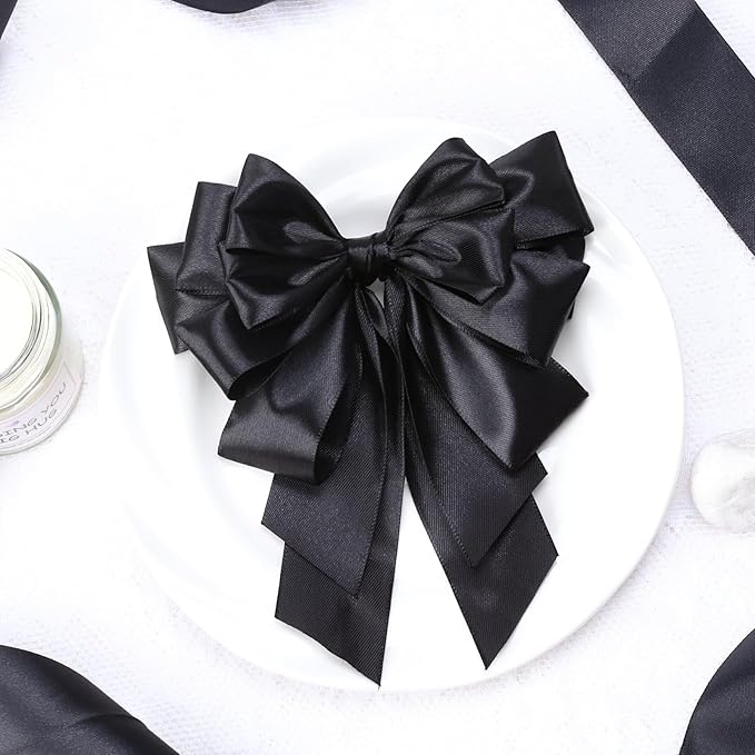 NESCCI 100 Yards Ribbon,1-1/2 Inch Black Satin Ribbon,Single Face Satin Ribbons,Perfect for Gift Wrapping,Wedding Decoration,Handmade Bows,Wrapping Bouquet and More