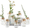 Vintage Glass Flower Vase Set of 8 Clear Vases with Hemp Rope for Farmhouse Wedding Centerpiece Cylinder Bottle for Reception Table Decoration Home Decor Floral Arrangements（Medium）