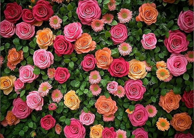 7X5ft Floral Backdrop for Photography Mother's Day Backdrop Wedding Backdrops Spring Flower Photography Backdrop Valentine's Day Backdrops for Photographers Studio Props 049