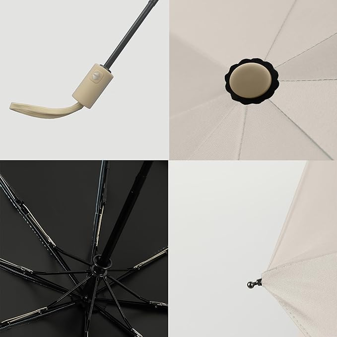 BAODINI Small UV Protection Travel Umbrella Compact for Rain and Sun UPF 50+ Windproof Portable 42 inch Umbrella for Women and Men