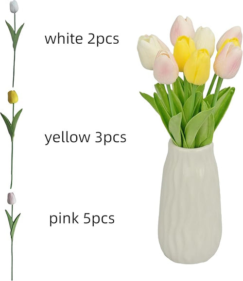 10PCS All Saints' Day Artificial Flower Tulips PU Real Touch Tulips for Home Wedding Decoration Brides Hand Holding Bouquet Artificial Flower Decoration