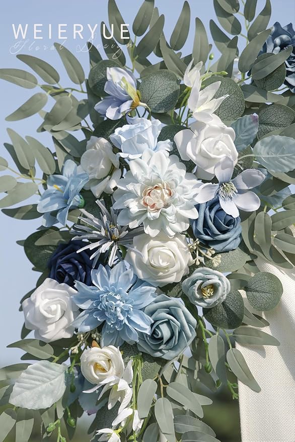 Artificial Wedding Arch Flowers Kit(Pack of 2) for Wedding Arch, Bridal Shower, Ceremony and Reception Backdrop Decoration (Blue Inspiration)