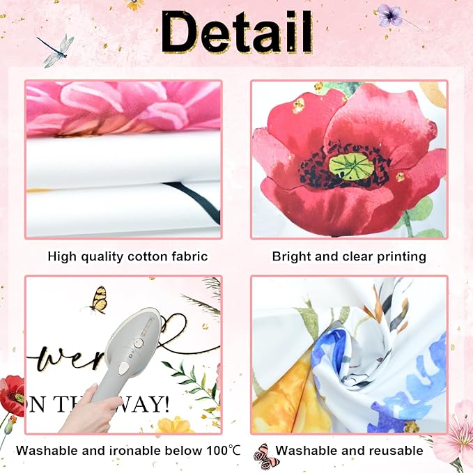 Avezano Wildflower Baby Shower Backdrop Watercolor A Little Wildflower is On The Way Baby Shower Party Decorations Wildflower Theme Girl Banner Photoshoot Props 7x5 ft, 83x59 inch