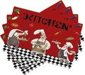 Chef Cooking Placemats Cartoon Rustic Vegetable Fruit Lattice Pastry Fat Chef Carrot Corn Gourmet Cookware Placemats Table Kitchen Dining Party 12x18 Inch Set of 4