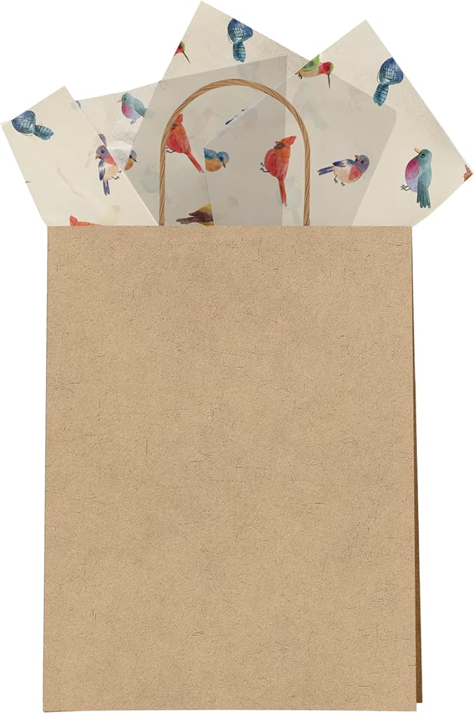 Pro Supply Global Birds Printed Tissue Paper for Gift Bags or Boxes and Wrapping - Bulk Decorative Art Tissue Paper for Packaging and Gifting | 24 Sheets 20" x 30"
