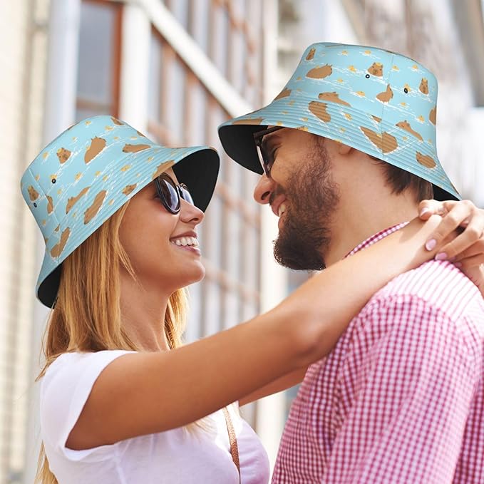 Cartoon Bucket Hat Summer Beach Travel Sun Hat Packable Fisherman Cap for Men Women