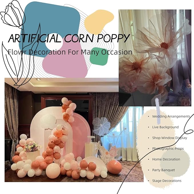 Giant Flowers for Decoration, 5.58 ft Big Artificial Organza Flower for Wedding Reception Birthday Christmas Party Backdrop Decor Photography Props Shop Window Display, Red