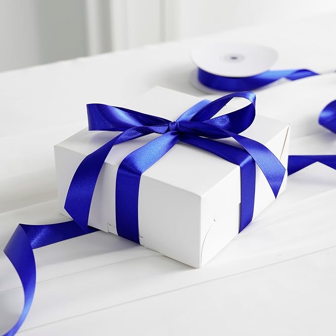 MEEDEE Royal Blue Ribbon 1 Inch Royal Blue Satin Ribbon Lux Double Faced Satin Ribbons by 50 Yards Polyester Blue Wrapping Ribbons for Crafts, Weddings, Flower Bouquet, Holiday Decorating