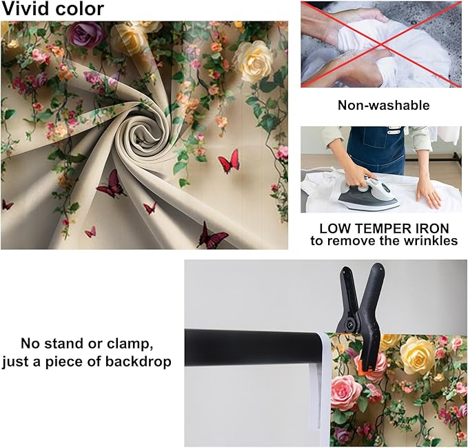Baocicco 10x8ft Flowers Wall Photography Background Butterfly Spring Floral Botanical Banner Backdrop Vintage Wedding Birthday Backdrop Decorations Girls Party Table Cake Decoration Photo Props