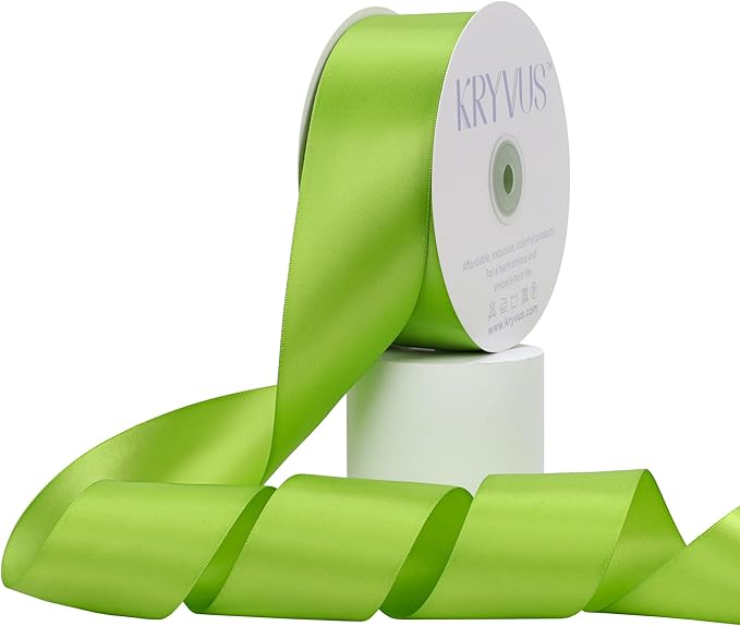 Apple Green Satin Ribbon, Double Faced 2 Inch X 50 Yards Apple Green Ribbon, Premium Satin Ribbon for Gift Wrapping, Crafts, Hair Bow Making, Sewing, Flower Bouquet, Wedding Party Decor