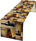 Red Wine Vintage Table Runner, Kitchen Dining Table Farmhouse Decoration for Home Party Decor 13x60 Inch