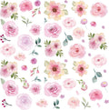 AOWDIAO 60 Pcs Flower Peel and Stick Wall Decals Watercolor Vinyl Peony Floral and Leaves Wall Stickers Pastel Flower Decor for Girls Bedroom Nursery Classroom Living Room