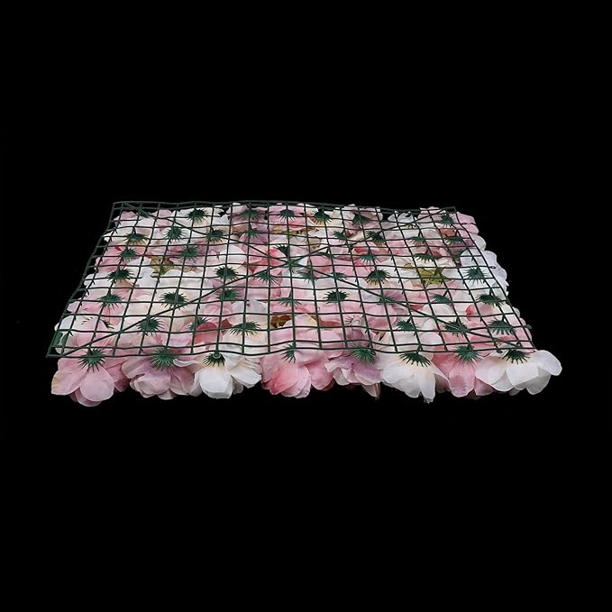 15.74"x 23.62" Artificial Flower Wall Panels,Flower Wall Mat Silk Flower Panels for Outdoor Garden Backyard Fence Fence Privacy Screen and Indoor Wall Decor (12Pcs Pink+White)