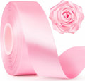 1-1/2 Inch Wide Pink Satin Ribbon, 50 Yards Solid Polyester Fabric Ribbon for Roses Making, Gift Wrapping, Christmas, Wedding Decorations, Crafts, Bows, Flower Bouquets