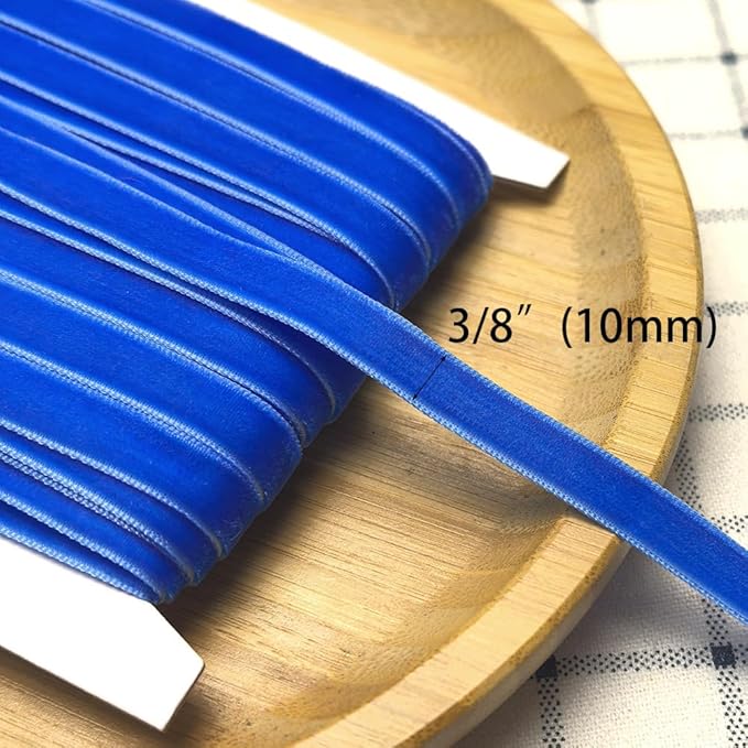Chenkou Craft Blue 25 Yards 3/8" Velvet Ribbon Lots Bulk (Blue, 3/8"(10mm))