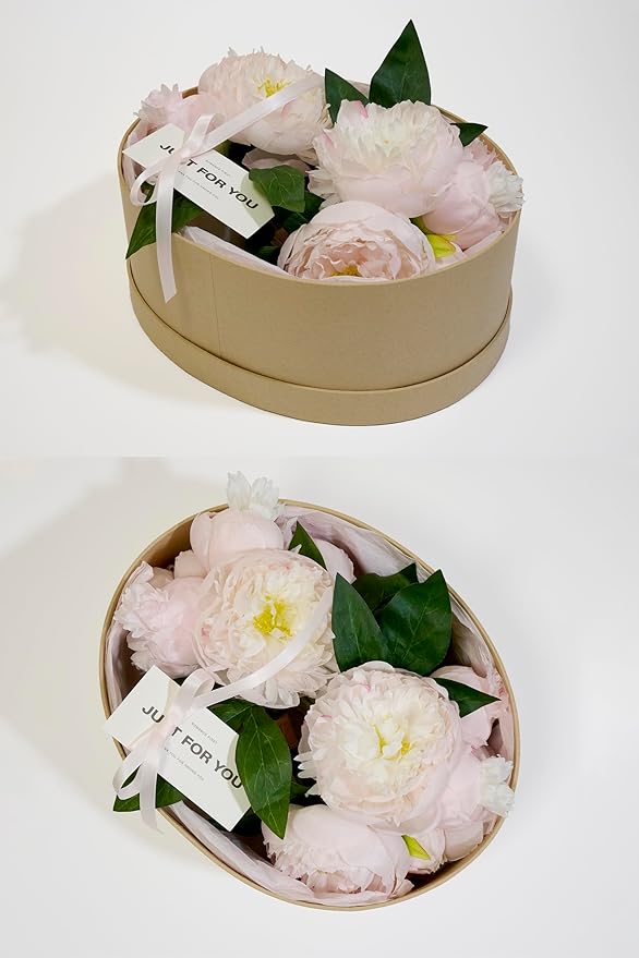 Peonies Artificial Flowers, Silk Pink Peony 2 Bouquets for Wedding, Faux Peony Flowers, Real Touch Peonies,Silk Flower Bouquet Peony Gift Box (Light Pink)