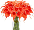 SITUMEIZI 24 PCS Artificial Calla Lily Fake Flowers Silk Flower Real Touch for Home Kitchen Decor Wedding Bouquet Office Decoration(Coral)