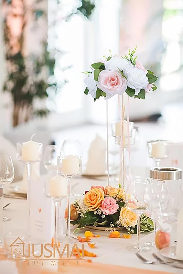 Artificial Flowers Ball 4 Pcs - Blush White Wedding Table Centerpiece Decorations for Flower Arrangements