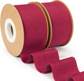 Red Chirtsmas Ribbon, 1-1/2 inch Wide Handmade Velvet Ribbons for Christmas Decor, Flower Bouquet, Wedding Decoration, Baby Shower, 2 Rolls