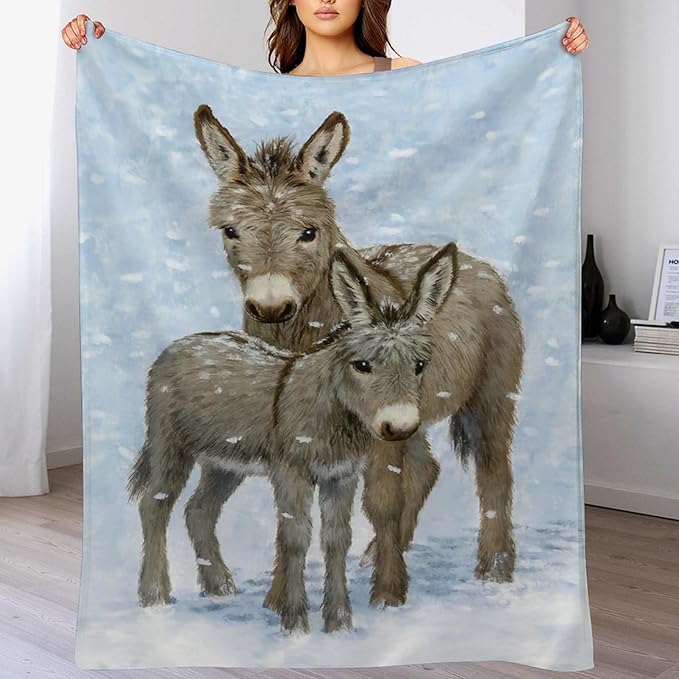 Donkey Gifts for Girls & Women - Soft, Warm & Cozy Fleece Throw Blanket for Kids & Adults - 50"x60"