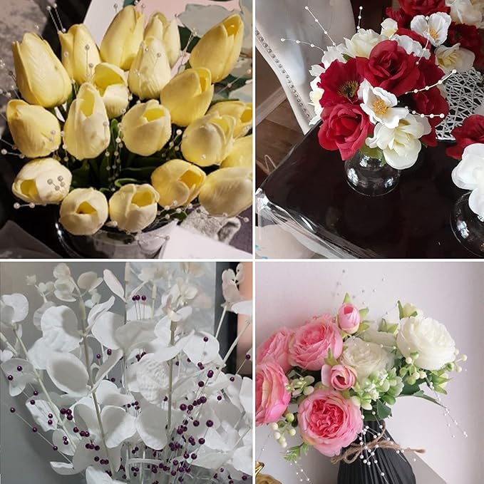 50pcs Beaded Stick Bride Wedding Pearl Bouquet Party Decoration (Ivory)