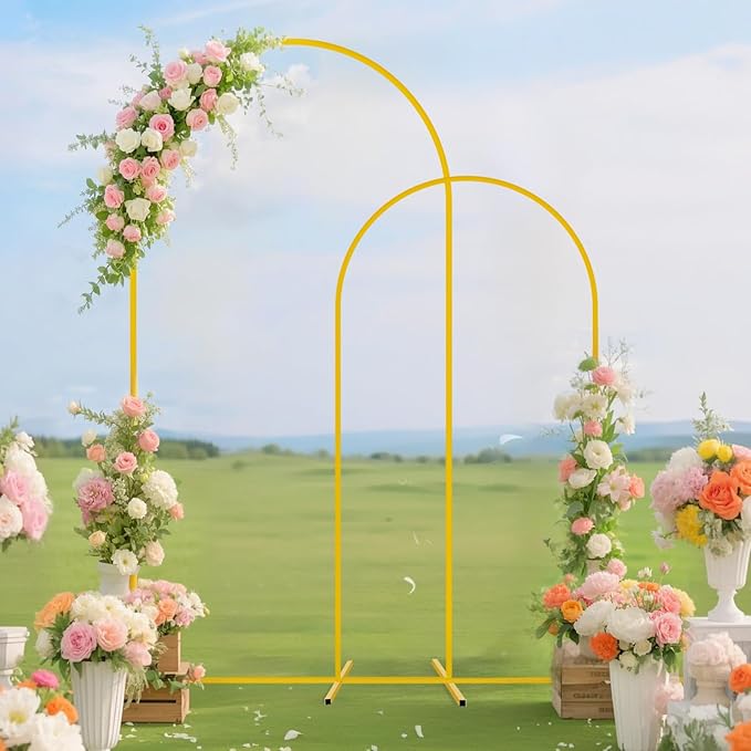 FUHSY Wedding Metal Arch Backdrop Stand with Sage Green Arch Cover 7.2FT, 6FT Balloon Arches Stand and Cover Set of 2 Spandex Arched Backdrop Covers for Birthday Party Baby Shower Ceremony Arbor Decor