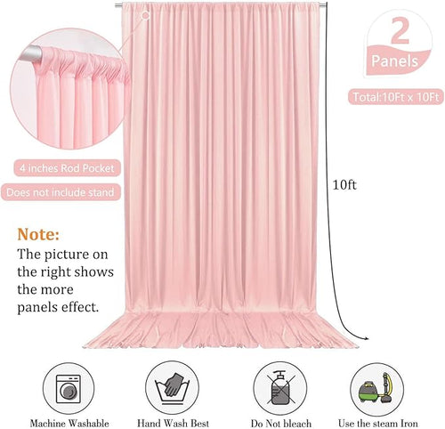 10 x 10 Feet Blush Pink Backdrop Curtain for Partie, Background Curtains for Photoshoot, Birthday, Wedding, Halloween, Thanksgiving, Christmas, New Year Party Decorations 5Ft x 10Ft, 2 Panels