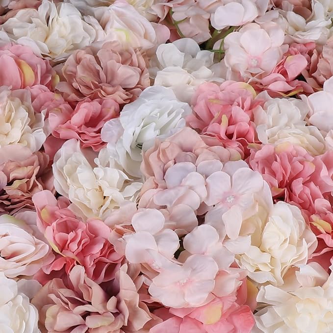 Flower Wall Panels 3D Flower Wall Backdrop, 6Pcs Artificial Flower Wall Panel Silk Rose Floral Decorative Faux Flower Wall Background for Wedding Home Decoration (Pink,23.6 * 15.7in)