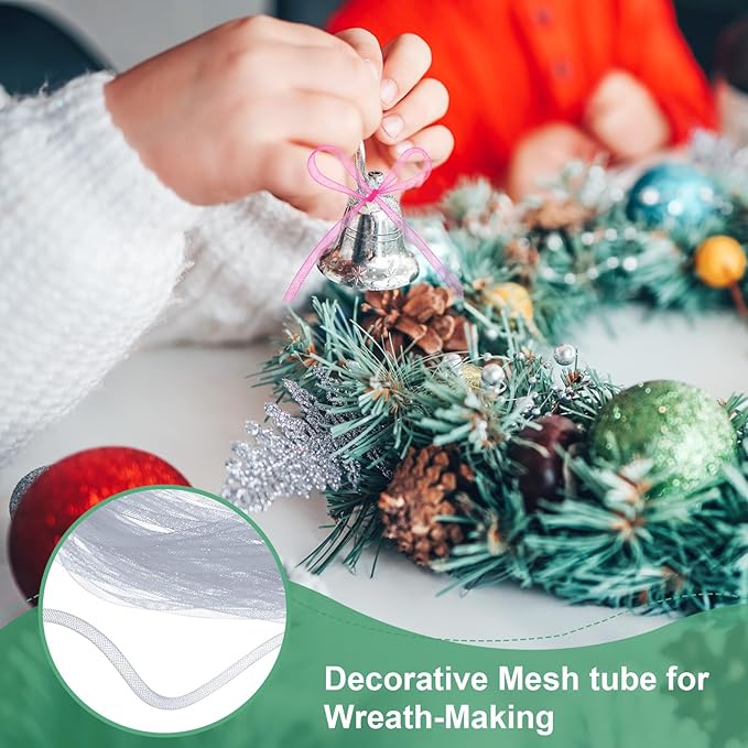 Mesh Tube Ribbon 25 Yards, 6mm Elastic Fabric Ribbons Mesh Tubing for Crafts/Gift Wrapping/Flower Bouquets/Wedding/Birthday/Holiday/Wreaths Christmas/Decoration[Taupe Gray]