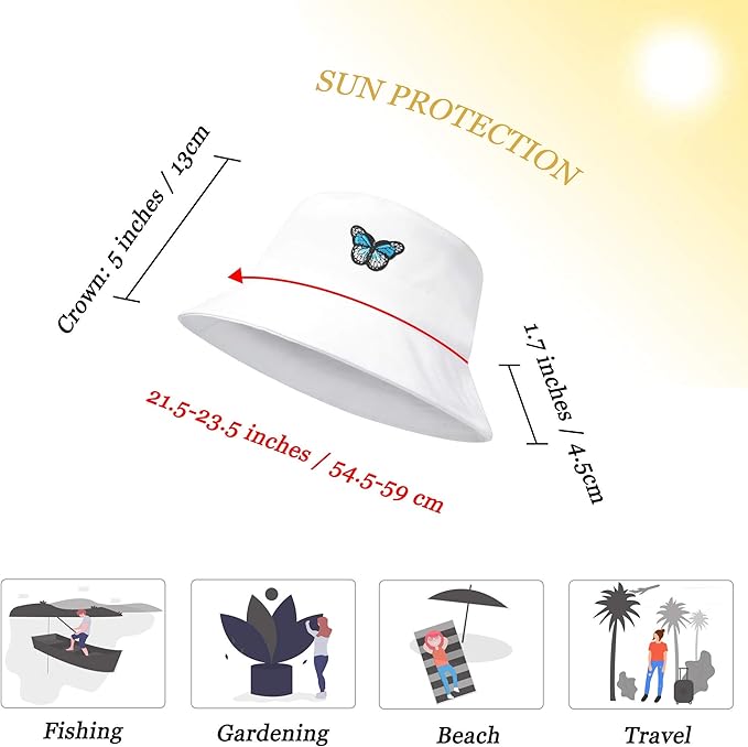 ZLYC Unisex Fashion Embroidered Bucket Hat Summer Fisherman Cap for Men Women