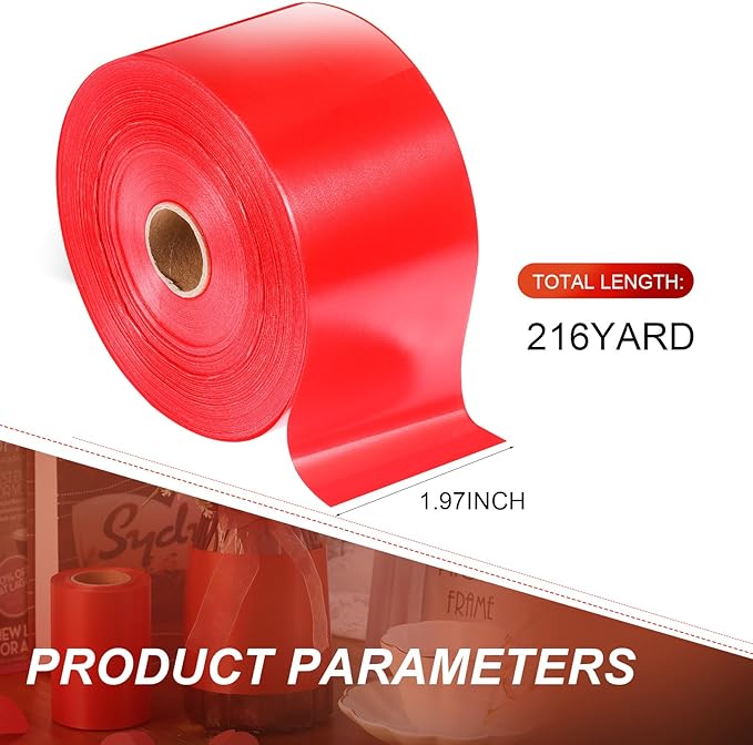 Syhood Outdoor Leaf Ribbon Floral Satin Ribbon for Crafts Aspidistra Waterproof Holiday Outdoor Decoration(2 Inch X 216 Yards,Red)