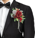 TINGE TIME Single Pocket Boutonniere for Man Groom, Best Man Boutonniere for Wedding, Prom, Homecoming, Anniversary, Graduation, Christmas Dinner (Christmas Red)