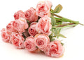 Rose Artificial Flower 12pcs Realistic Faux Silk Roses Fake Flowers Bouquets Arrangements Decor for Wedding Spring Mother's Day, Home Table Decorations, Pink Flower