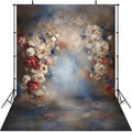 Mocsicka Abstract Floral Backdrop for Photography Retro Blue and Brown Spring Watercolor Painting Floral Background Newborn Baby Shower Princess Girls Portrait Decoration Backdrop (10x8ft)