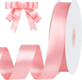 Pink Ribbon 1 inch 60 Yards Double Faced Pink Christmas Decor Ribbon for Lei Bows Crafts Gift Wrapping Flower Bouquet Wedding Party Vases Decorations