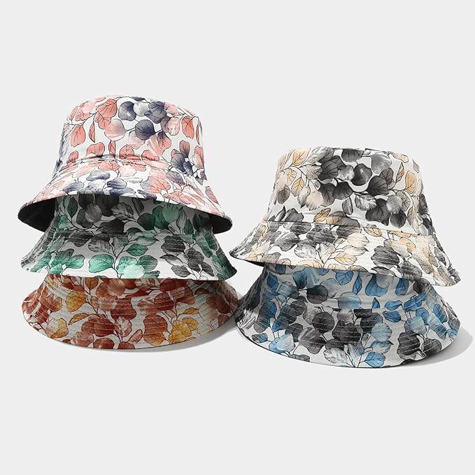 Quanhaigou Bucket Hat for Men Women,Packable Reversible Printed Sun Hats,Fisherman Outdoor Summer Travel Hiking Beach Caps