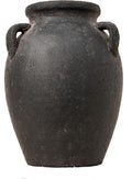 Terracotta Vase with 3 Ear | Handmade Black Ceramic Pottery 9.5'' Tall | Large Distressed Unique Vintage Vase | Rustic Farmhouse Pottery for Flowers | Textured | Wide Mouth | Centerpieces.