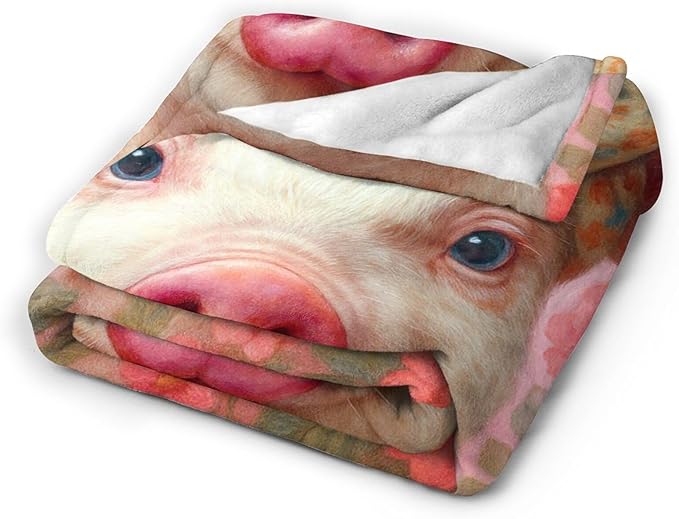 Pink Pig Blanket Cute Pig Throw Blanket Soft Cozy Fleece Fuzzy Stuffed Plush Flannel Animal Gifts for Girls Women Boys Kids Adults 60"X80"