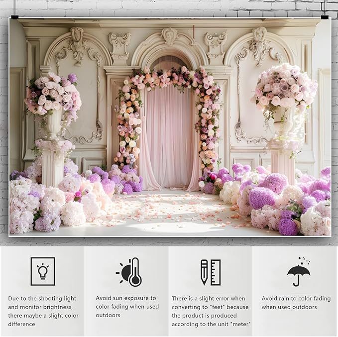 YongFoto Wedding Backdrop 12x10ft Flower Arch Door European Style Photography Background Mr Mrs Marriage Engagement Bridal Shower Wedding Ceremony Reception Party Decor Banner Portrait Photoshoot