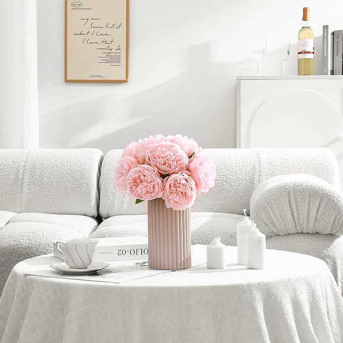 ucky 10 Packs Peonies Artificial Flowers Artificial Peonies Fake Peonies Artificial Flowers Peonies Bouquet for Centerpiece Table Wedding Party Home Decor (Light Pink)