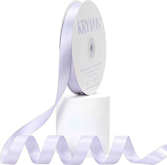 Lilac Mist Satin Ribbon, Double Faced 1/2 Inch X 50 Yards Lilac Mist Ribbon, Premium Satin Ribbon for Gift Wrapping, Crafts, Hair Bow Making, Sewing, Flower Bouquet, Wedding Party Decor