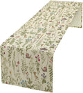 Vintage Mushroom Table Runner Rustic Farmhouse Wildflower Botanical Herbs Retro Boho Nature Plants Spring Summer Seasonal Dinner Runner for Kitchen Cabin Home Holiday Party 13x70in