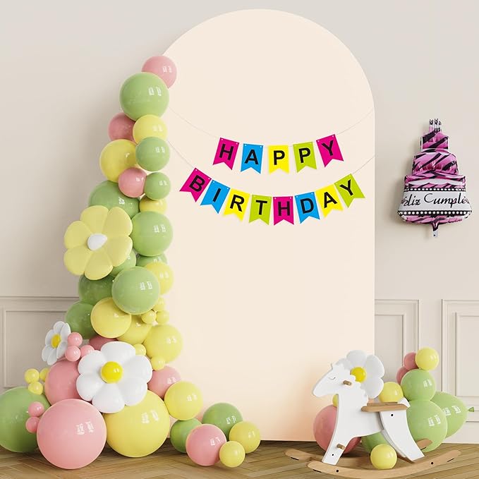 Putros 7.2ft Metal Arch Stand with Cover Beige Spandex Fitted Wedding Arch Cover and Round Top Chiara Backdrop Stand Set for Birthday Party Baby Shower Decoration