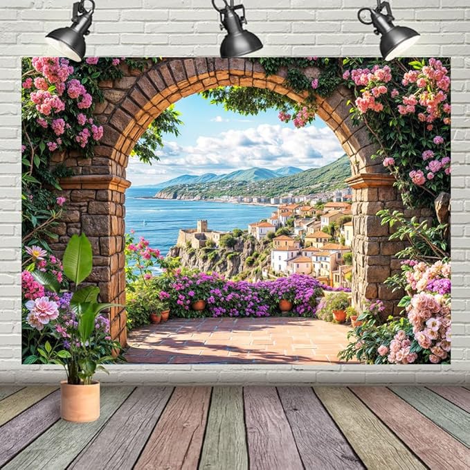 Garden Backdrop, Colorful Flower Floral Blossom Newborn Baby Shower Party Supplies Decoration Background Portrait Photoshoot Home Wall Decor Photo Studio Props 8x6ft