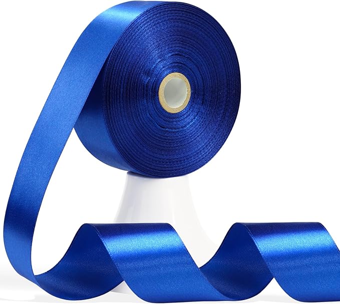 60 Yards Blue Ribbon 1-1/2 Inch, Solid Royal Blue Satin Ribbon for Gift Wrapping, Crafts, Flower Bouquet, Wedding, Baby Shower, Festival, Christmas, Halloween