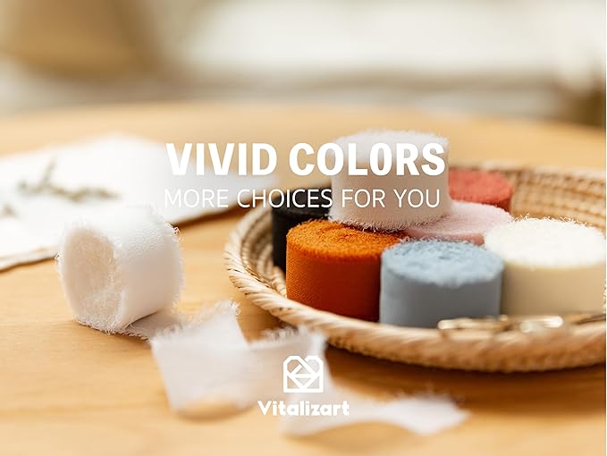 Vitalizart Cream & Green Chiffon Silk Ribbon 1" x 21 Yd Fringe Fabric Package (3 Rolls * 7 Yd) for Wedding Invitations Bridal Bouquets Decorations Gifts Wrapping & Bow Making