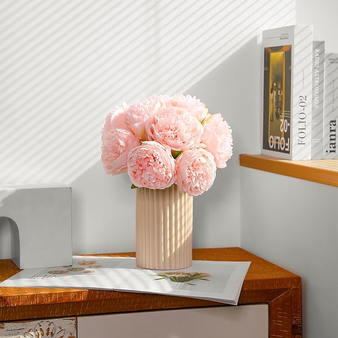 ucky 10 Packs Peonies Artificial Flowers Artificial Peonies Fake Peonies Artificial Flowers Peonies Bouquet for Centerpiece Table Wedding Party Home Decor (Light Pink)