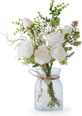 Artificial Flowers Combo White Flowers Mix Silk Flowers Rose, fake flowers for DIY Wedding Bridal Bouquets, Floral Arrangement, Table Centerpieces. Fake Plastic Flowers Bulk Vase Decoration